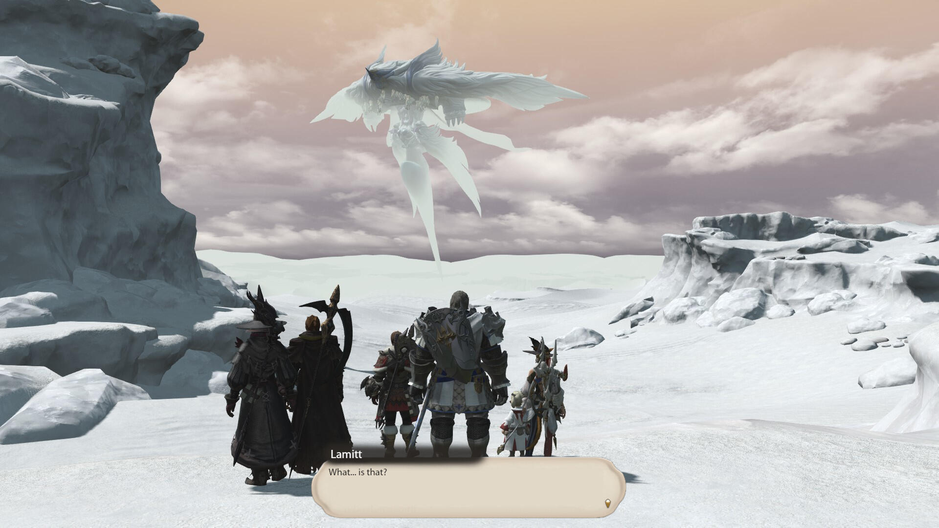 The Warriors of Light of the First in the Empty, looking out on Eden. Lamitt says "What is that?”