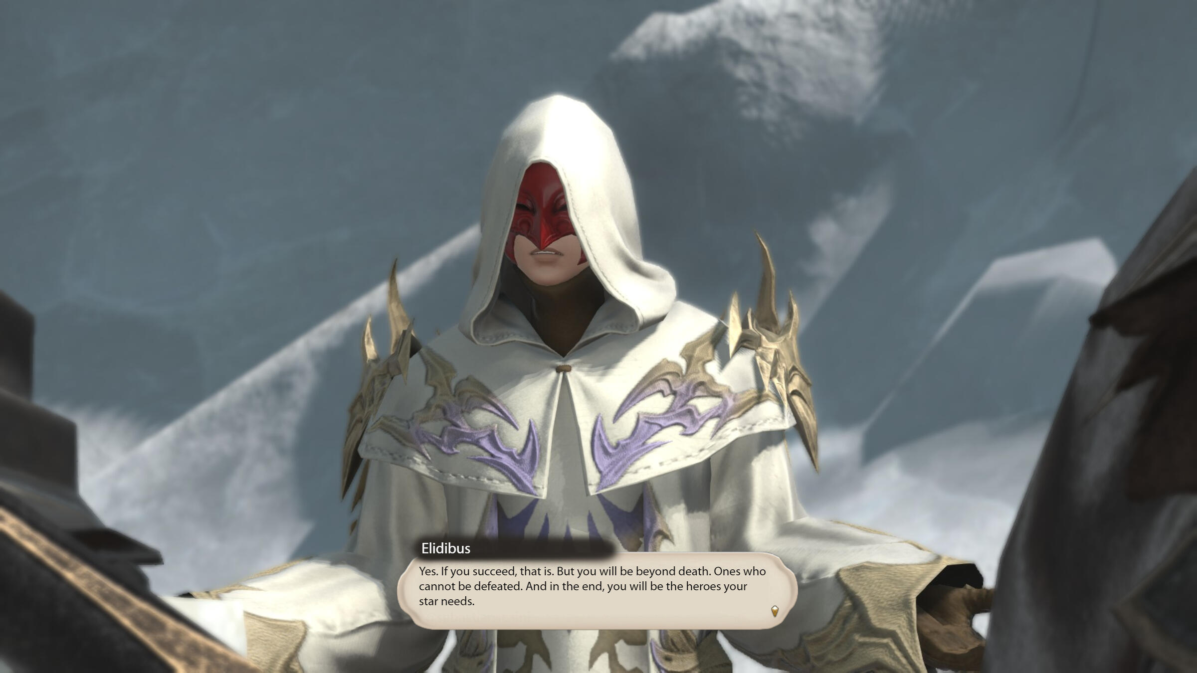 Elidibus continues to explain, "Yes, if you succeed, that is. But you will be beyond death. Ones who cannot be defeated. And in the end, you will be the heroes your star needs."