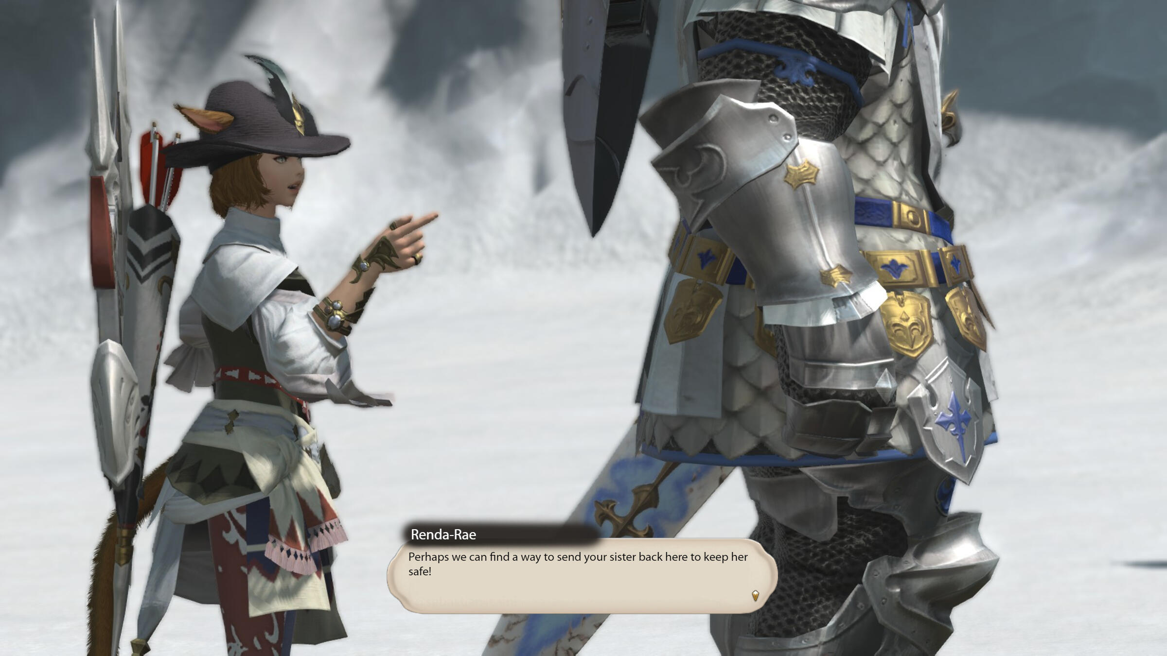 "Perhaps we can find a way to send your sister back here to keep her safe!" Renda-Rae suggests.